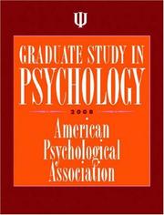 Cover of: Graduate Study in Psychology 2008 (Graduate Study in Psychology) by American Psychological Association.