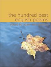 Cover of: The Hundred Best English Poems (Large Print Edition) by Adam L. Gowans