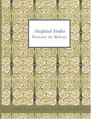 Cover of: Analytical Studies (Large Print Edition) by Honoré de Balzac