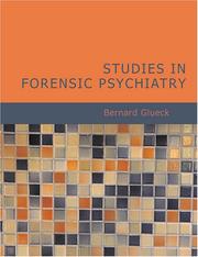 Cover of: Studies in Forensic Psychiatry (Large Print Edition) by Bernard Glueck