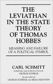 Cover of: The Leviathan in the state theory of Thomas Hobbes by Carl Schmitt