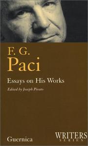 Cover of: F.G. Paci by edited by Joseph Pivato.