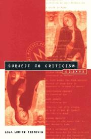 Cover of: Subject to criticism