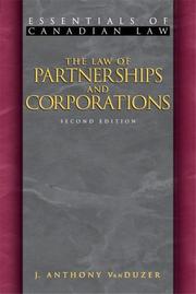 Cover of: The law of partnerships and corporations by J. Anthony VanDuzer