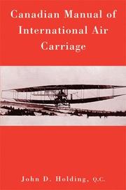 Cover of: Canadian Manual of International Air Carriage