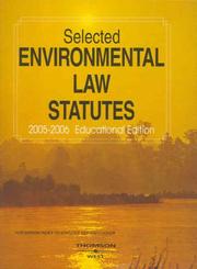 Cover of: Selected Environmental Law Statutes 2005-2006 (Statutory Supplement)