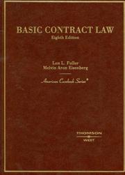 Cover of: Basic Contract Law by Lon L. Fuller, Melvin Eisenberg