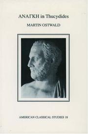Cover of: Anangke in Thucydides (American Philological Association American Classical Studies) by Martin Ostwald