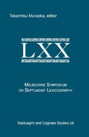 Cover of: Melbourne Symposium on Septuagint Lexicography