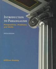 Cover of: Introduction to paralegalism: perspectives, problems, and skills