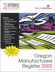 Cover of: Oregon Manufacturers Register 2000 (Oregon Manufacturer's Register)