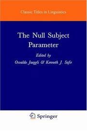 Cover of: The Null subject parameter by edited by Osvaldo Jaeggli and Kenneth J. Safir.