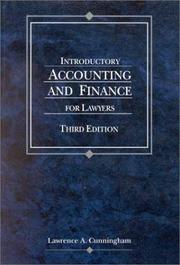Cover of: Introductory accounting, finance and accounting for lawyers