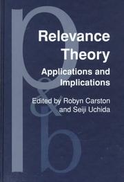 Cover of: Relevance Theory by Robyn Carston