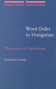 Cover of: Word order in Hungarian by Genoveva Puskás, Genoveva Puskás