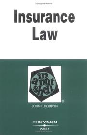 Cover of: Insurance law in a nutshell by John F. Dobbyn