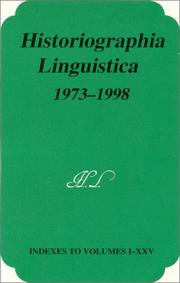 Cover of: Historiographia linguistica, 1973-1998 by E. F. K. Koerner