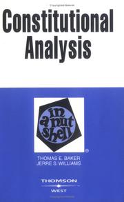 Cover of: Constitutional analysis in a nutshell