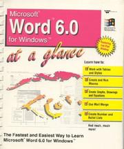 Cover of: Microsoft Word 6.0 for Windows at a Glance by 