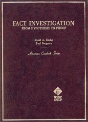 Cover of: Fact investigation: from hypothesis to proof