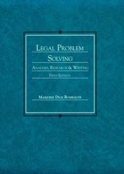 Cover of: Legal problem solving: analysis, research, and writing