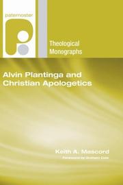 Cover of: Alvin Plantinga and Christian Apologetics (Paternoster Theological Monographs)