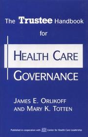 Cover of: The Trustee handbook for health care governance