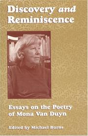 Cover of: Discovery and Reminiscence: Essays on the Poetry of Mona Van Duyn