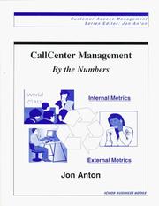 Cover of: Call Center Management: By the Numbers