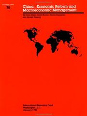 Cover of: China: economic reform and macroeconomic management
