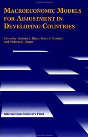Cover of: Macroeconomic models for adjustment in developing countries