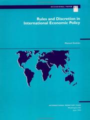 Cover of: Rules and discretion in international economic policy by Manuel Guitián