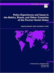Policy experiences and issues in the Baltics, Russia, and other countries of the former Soviet Union by International Monetary Fund Staff