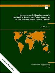 Cover of: Macroeconomic developments in the Baltics, Russia, and other countries of the former Soviet Union, 1992-97
