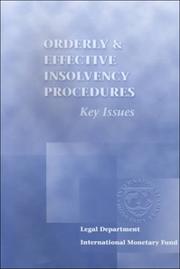 Cover of: Orderly and effective insolvency procedures by Legal Department, International Monetary Fund.