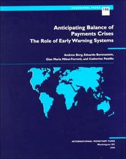 Cover of: Anticipating Balance of Payments Crises by Andrew Berg, Eduardo Borensztein, Gian Maria Milesi-Ferretti, Catherine Pattillo