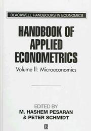 Cover of: Handbook of Applied Econometrics: Microeconomics (Vol 2) (Blackwell Handbooks in Economics)