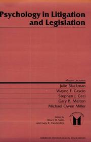 Cover of: Psychology in litigation and legislation