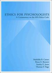 Cover of: Ethics for psychologists: a commentary on the APA ethics code