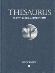 Cover of: Thesaurus of psychological index terms. | 