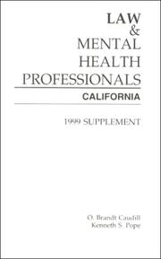 Cover of: Law & Mental Health Professionals: California, 1999 Supplement (Law & Mental Health Professionals)