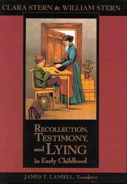 Cover of: Recollection, Testimony, and Lying in Early Childhood