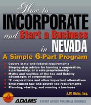 Cover of: How to incorporate and start a business in Nevada