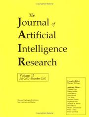 Cover of: The Journal of Artificial Intelligence Research Volume 13 (JAIR) (Journal of Artificial Intelligence)