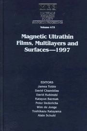 Cover of: Magnetic ultrathin films, multilayers and surfaces--1997 by editors, James Tobin... [et al.].