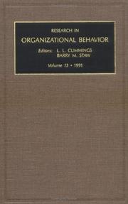 Cover of: Research in Organizational Behaviour: Vol 13 (Research in Organizational Behavior)