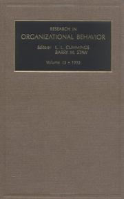 Cover of: Research in Organizational Behavior