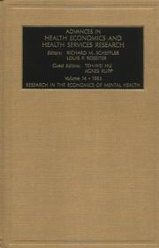 Cover of: Advances in Health Economics and Health Services Research: Research in the Economics of Mental Health Vol 14 (Advances in Health Economics and Health Services Research)