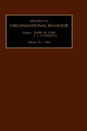 Cover of: Research in Organizational Behavior: An Annual Series of Analytical Essays and Critical Reviews : 1994 (Research in Organizational Behavior)