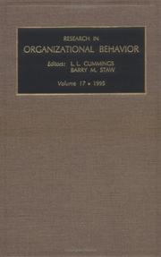 Cover of: Research in Organizational Behaviour: an Annual Series of Analytical Essays and Critical Reviews: Vol 17 (Research in Organizational Behavior)